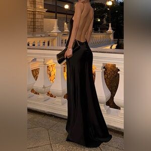 Zara Silk Black Evening Gown